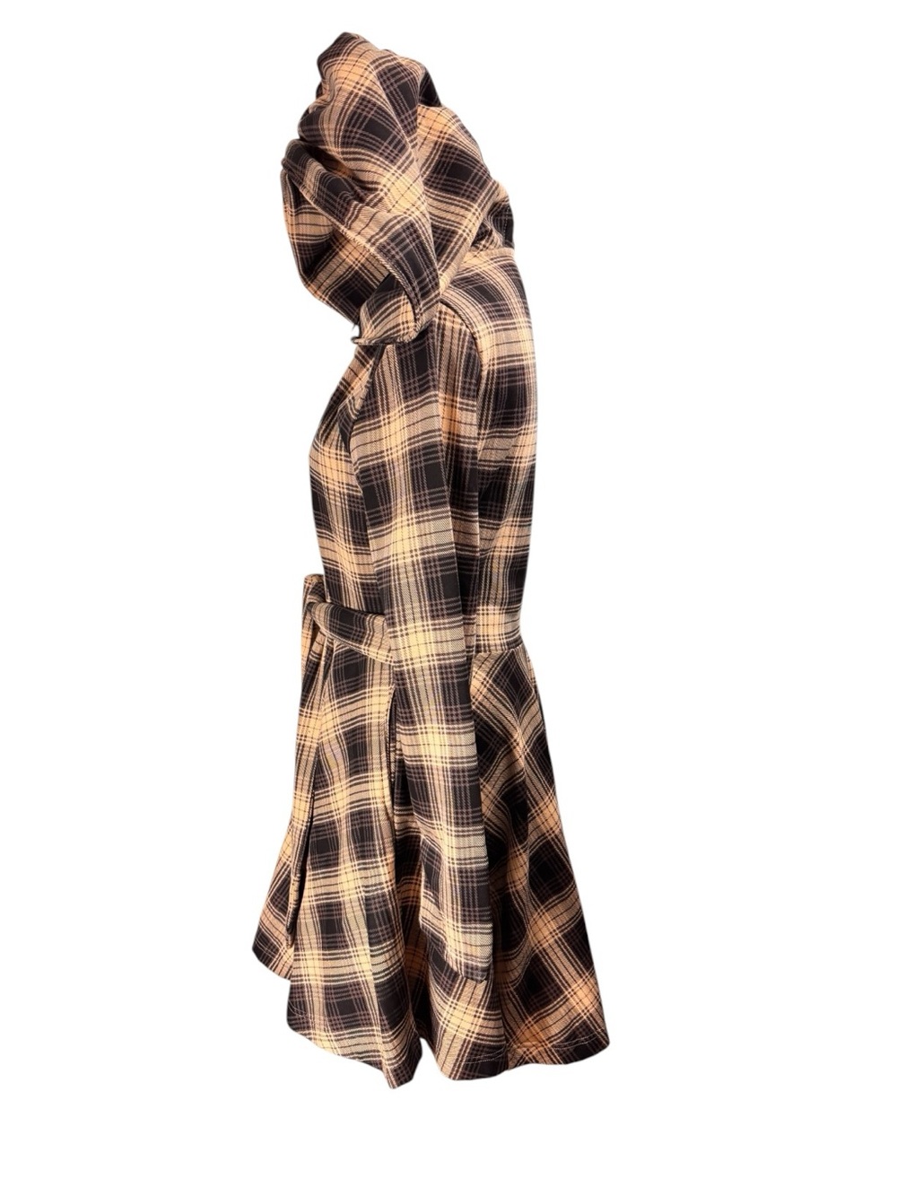 Effie's Heart Size Medium Black Cream Plaid Claudia Coat Jacket Fit & Flare Hood - Picture 2 of 9